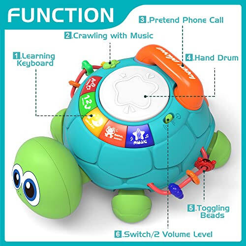 Baby Toys 6 to 12 Months, Musical Turtle Crawling Baby Toys for 12-18 Months, Early Learning Educational Toy with Light & Sound, Birthday Toy for Infant Toddler Boy Girl 7 8 9 10 11 month 1-2 Year Old - 2