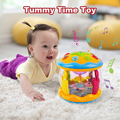 Baby Toys 6 to 12 Months Ocean Projector Baby Light Up Toys Musical Tummy Time Infant Toys 3-6 6-12 12-18 Months 6 7 8 9 Month Old Baby Crawling Toys One Year Old Birthday Gifts Boys Girls - 4