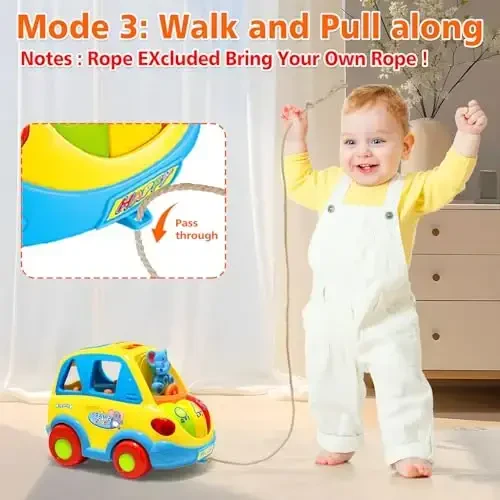Baby Toys for 1 Year Old Boy Girl Gift Musical Bus Baby Toys 6-12 12-18 Months Toddler Toys Early Learning Montessori Toys for 1 2 3 Year Old Boy with Music/Light/Smart Shapes Christmas Birthday Gifts - 4