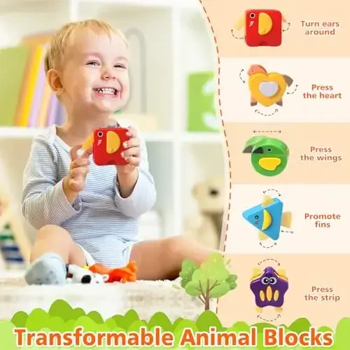 Baby Toys for 1 Year Old Boy Girl Gift Musical Bus Baby Toys 6-12 12-18 Months Toddler Toys Early Learning Montessori Toys for 1 2 3 Year Old Boy with Music/Light/Smart Shapes Christmas Birthday Gifts - 5