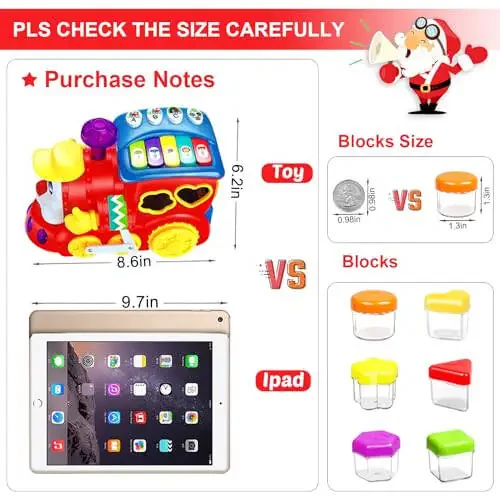 Baby Toys for 1 Year Old Boy Girl Gift Musical Train Baby Toys 6-12 12-18 Months,Early Educational Learning Montessori Kids Toys with Blocks/Light Toddler Christmas Birthday Gifts for 1 2 3 Year Old - 2