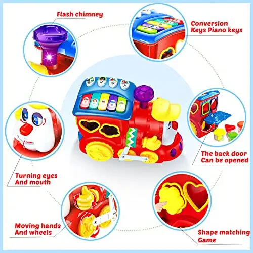Baby Toys for 1 Year Old Boy Girl Gift Musical Train Baby Toys 6-12 12-18 Months,Early Educational Learning Montessori Kids Toys with Blocks/Light Toddler Christmas Birthday Gifts for 1 2 3 Year Old - 5