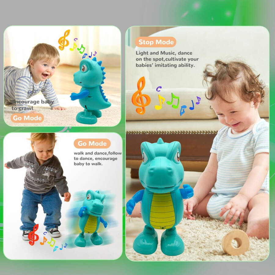 Baby Toys for 12-24 Months, Musical Dinosaur Crawling Toys, Early Learning Educational Moving Toys for Toddlers - 12