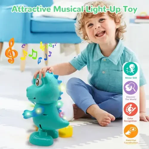 Baby Toys for 12-24 Months, Musical Dinosaur Crawling Toys, Early Learning Educational Moving Toys for Toddlers - 6