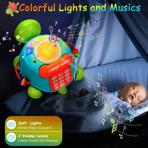 Baby Toys for 6-12 Months, Light & Sound Musical Turtle Crawling Toys for 1 Year Old Boys Girls, Baby Toys for 12-24 Months, Toddler Learning Toys for 1-3 Year Old Boys Girls - 3