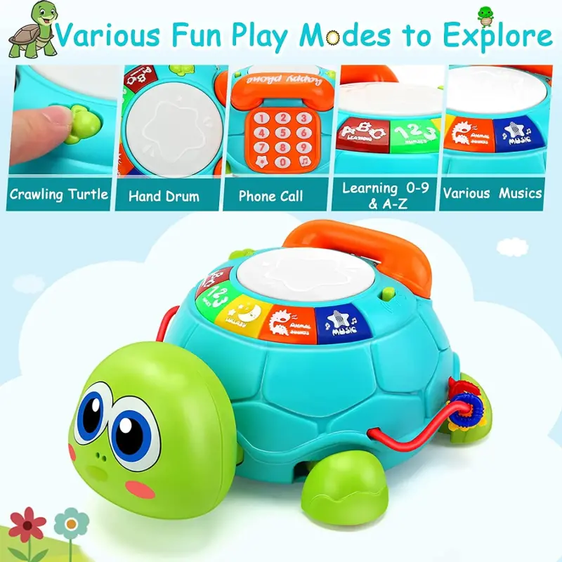 Baby Toys for 6-12 Months, Light & Sound Musical Turtle Crawling Toys for 1 Year Old Boys Girls, Baby Toys for 12-24 Months, Toddler Learning Toys for 1-3 Year Old Boys Girls - 4