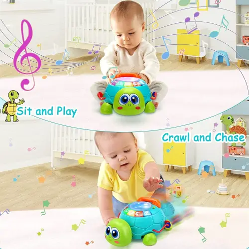 Baby Toys for 6-12 Months, Light & Sound Musical Turtle Crawling Toys for 1 Year Old Boys Girls, Baby Toys for 12-24 Months, Toddler Learning Toys for 1-3 Year Old Boys Girls - 6