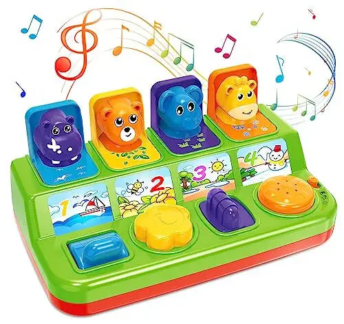 Baby Toys for 6 7 8 9-12 Months, Musical Pop-Up Cause and Effect Toys with Light & Music for 12-18 Months, Early Learning Educational Toys for Toddlers 1-3 Year Old, Ideal Gifts for Babies Boys Girls - 1