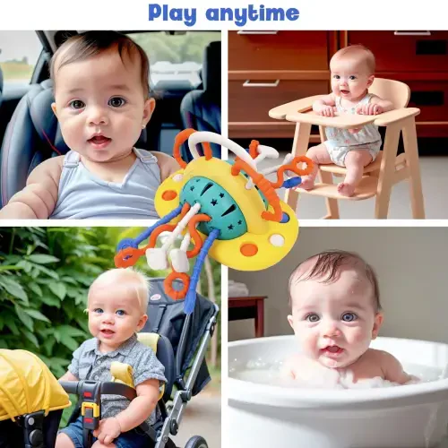 Baby Toys High Chair Toys with Suction Cup Toddler Pull String Toys for 6 12 Month Child Montessori Toy for 1 Year Old Gift - 2