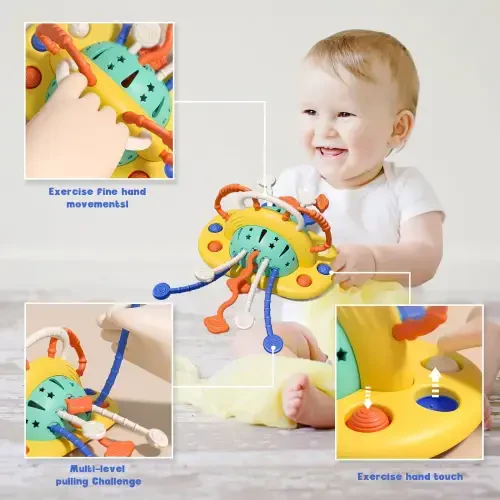 Baby Toys High Chair Toys with Suction Cup Toddler Pull String Toys for 6 12 Month Child Montessori Toy for 1 Year Old Gift - 6