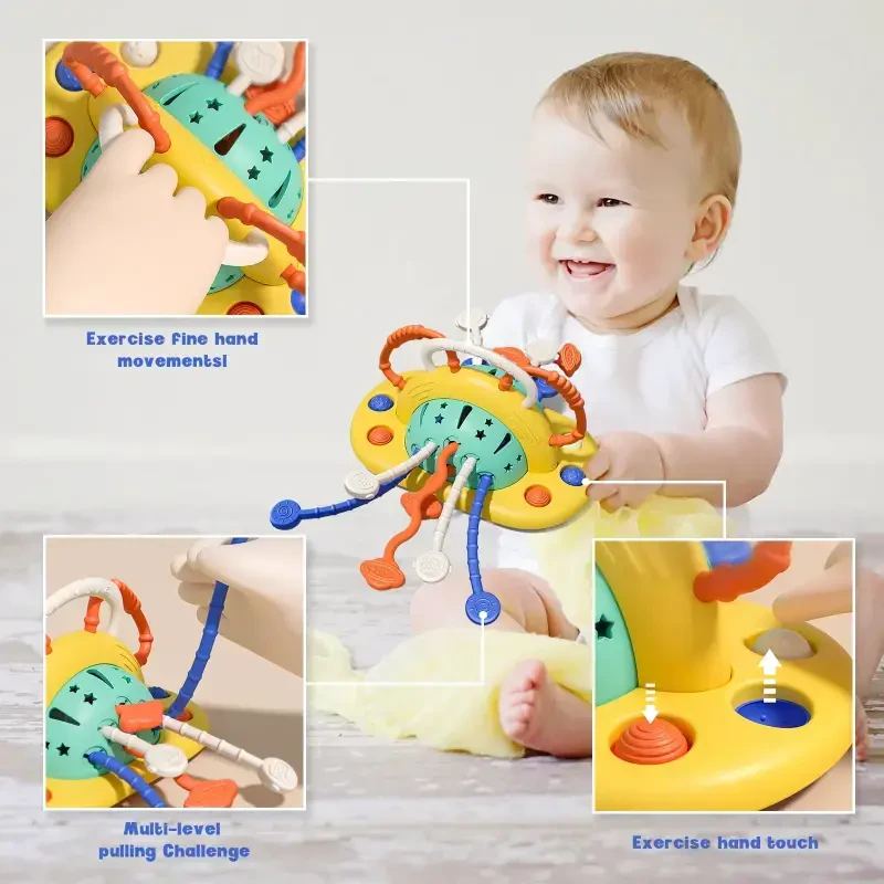 Baby Toys High Chair Toys with Suction Cup Toddler Pull String Toys for 6 12 Month Child Montessori Toy for 1 Year Old Gift - 6