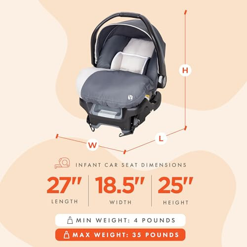 Baby Trend Ally Newborn Baby Infant Car Seat Carrier Travel System with Harness and Extra Cozy Cover for Babies Up to 35 Pounds, Gray Magnolia - 2