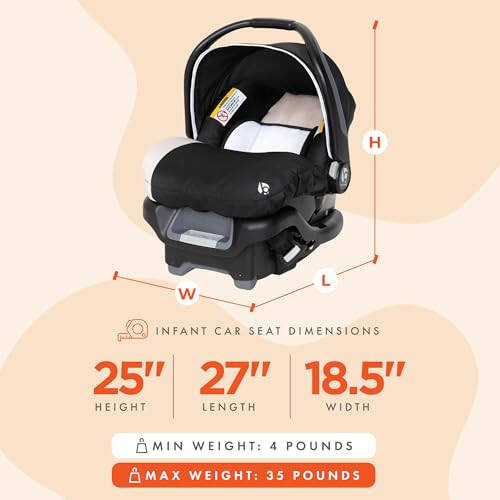 Baby Trend Ally Newborn Baby Infant Car Seat Carrier Travel System with Harness and Extra Cozy Cover for Babies Up to 35 Pounds, Modern Khaki - 2