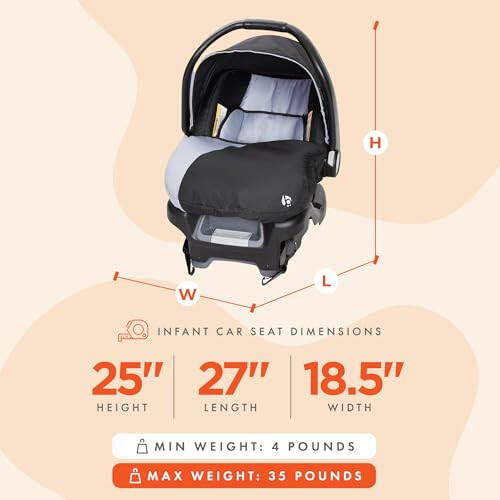 Baby Trend Ally Newborn Baby Infant Car Seat Carrier Travel System with Harness and Extra Cozy Cover for Babies Up to 35 Pounds, Stormy - 2