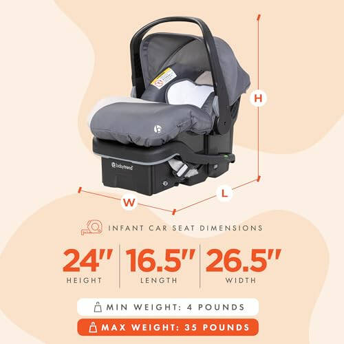 Baby Trend EZ Lift 35 Plus Ergonomic Lightweight Rear Facing Infant Car Seat with Multi-Position Base and Cozy Cover, Magnolia Gray - 2