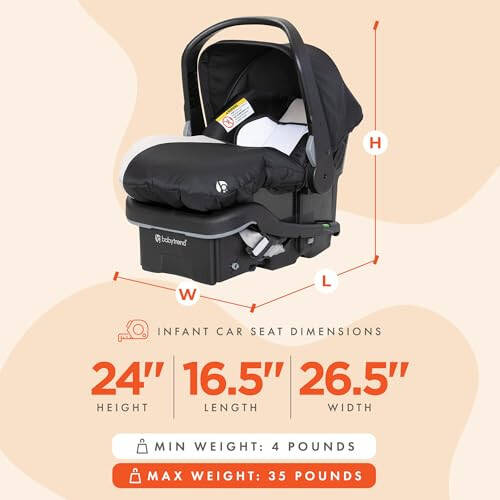 Baby Trend EZ-Lift 35 Plus Ergonomic Lightweight Rear-Facing Infant Car Seat with Multi-Position Base and Cozy Cover, Modern Khaki - 2