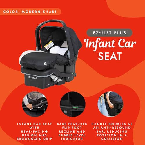 Baby Trend EZ-Lift 35 Plus Ergonomic Lightweight Rear-Facing Infant Car Seat with Multi-Position Base and Cozy Cover, Modern Khaki - 3