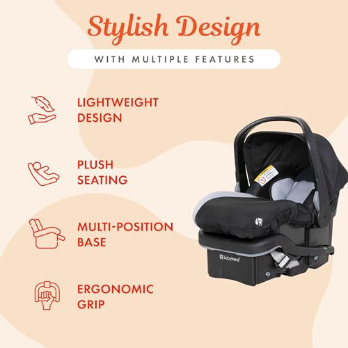 Baby Trend EZ Lift 35 Plus koʻp holatli taglik va qulay qopqoqli, ergonimik, yengil, orqaga qaragan chaqaloq avtomobil oʻrindigʻi, boʻronli kulrang/qora - 3