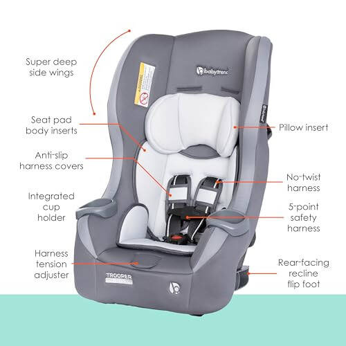 Baby Trend Trooper™ 3-in-1 Convertible Car Seat, Dash Grey - 2