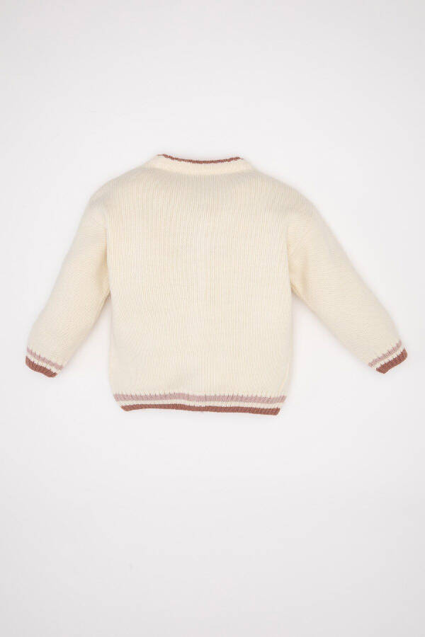 Baby V-neck, button-up knitted cardigan. - 4