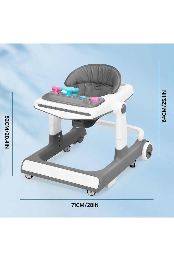 Baby Walker, Adjustable Height, Multifunctional Anti-Tip Over 7-15 Months - 7