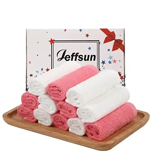 Baby Washcloths 12 Pack, 10x10 inch Heavenly Soft Wash Cloth for Face and Body, Gentle & Safe Pink Face Towel on Sensitive Skin, Baby Essentials Bath Shower Gifts for Girl Infant Kid Toddler Children - 1