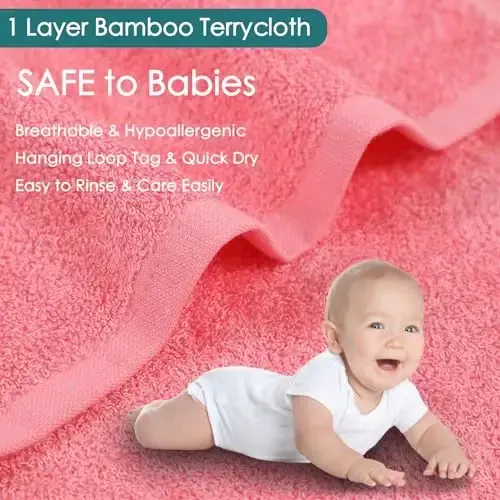 Baby Washcloths 12 Pack, 10x10 inch Heavenly Soft Wash Cloth for Face and Body, Gentle & Safe Pink Face Towel on Sensitive Skin, Baby Essentials Bath Shower Gifts for Girl Infant Kid Toddler Children - 2