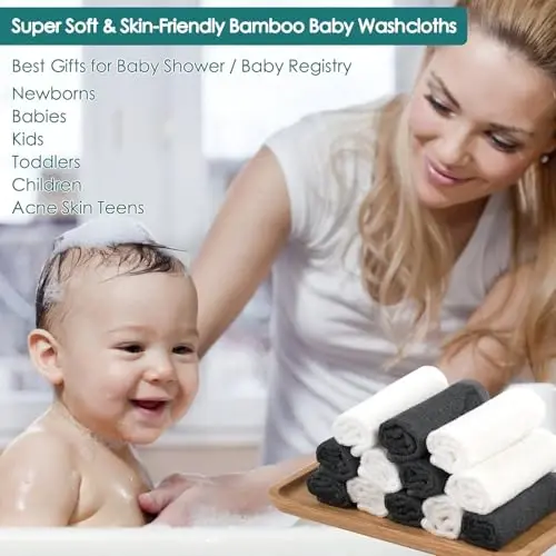 Baby Washcloths 6 Pack, 10x10 inch Heavenly Soft White Wash Cloths for Face and Body, Gentle & Safe Face Towels on Sensitive Skin, Baby Essentials Shower Gifts for Newborn Kid Toddler Children - 3