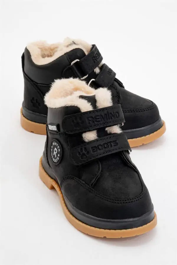 Baby Winter Boots with Fur Lining (Size 22-25) Black - 2