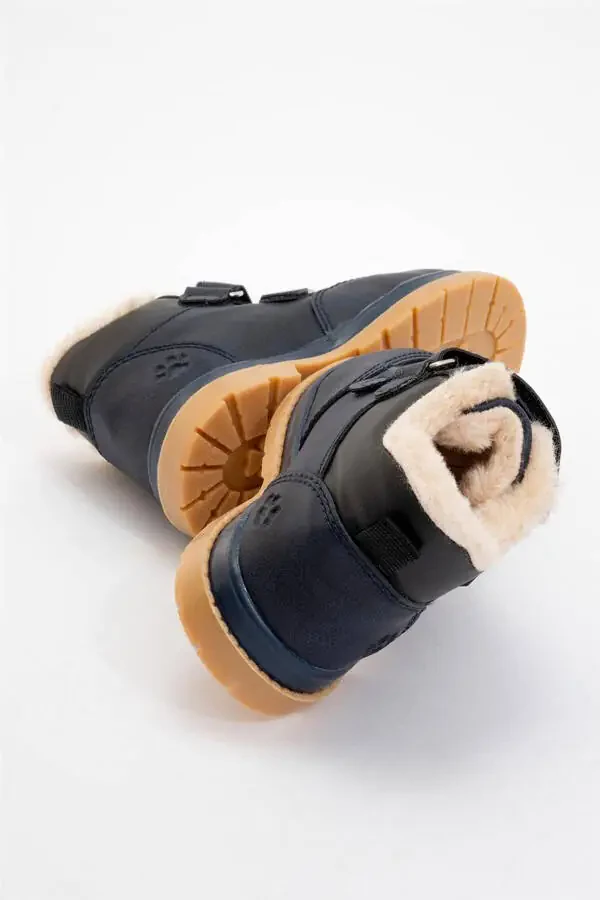 Baby Winter Boots with Fur Lining (Size 22-25) Navy Blue - 4