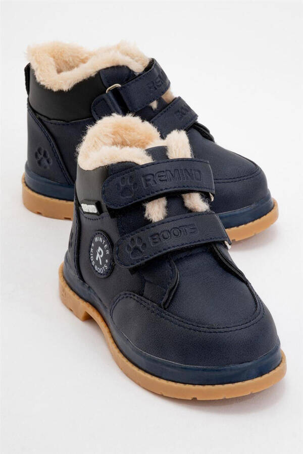 Baby Winter Boots with Fur Lining (Size 22-25) Navy Blue - 2