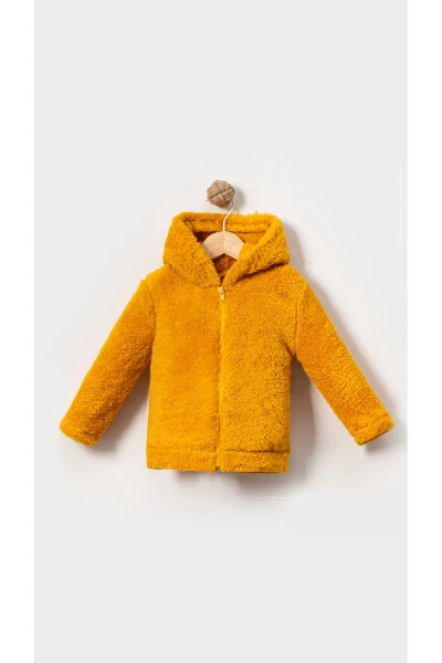 Baby Winter Hoodie with Zipper, Plush Welsoft (Mustard) - BUBITO