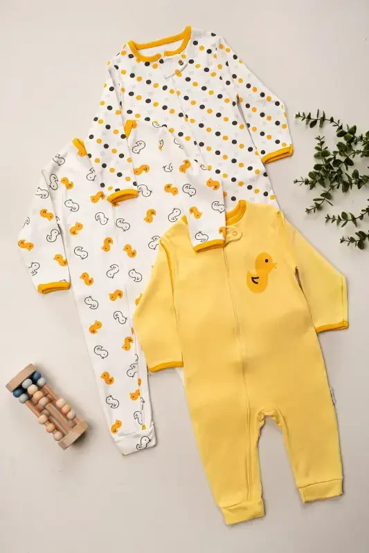 Baby Yellow Chick 3-Piece Romper Set - 2