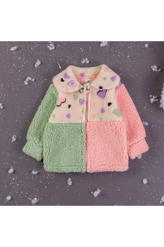 Baby Z Двухцветная кофта для девочки с сердечками - розовая - DIDUSTORE