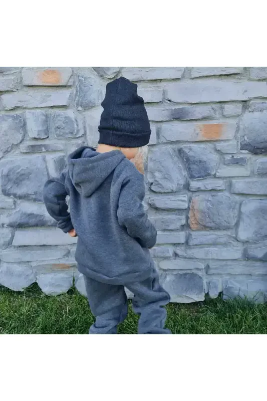 Baby/Kids Unisex Hooded Zip-Up Cardigan 1-14 Years-Anthracite - 4