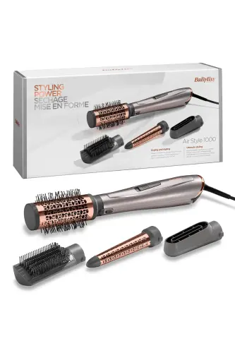 Air Styler 1000W 200 Derece İyon Etkili 4 Başlıklı Hava Üflemeli Saç Şekillendirici Seti Gri AS136E - 1