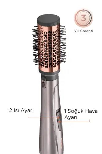 Air Styler 1000W 200 Derece İyon Etkili 4 Başlıklı Hava Üflemeli Saç Şekillendirici Seti Gri AS136E - 3