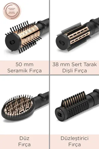 Big Hair Luxe 650W 4 Başlıklı İyon Etkili Döner Başlıklı Hava Üflemeli Saç Şekillendirici Set AS970E - BABYLISS (1)