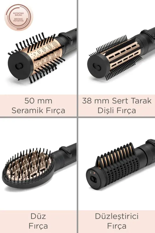 Big Hair Luxe 650W 4 Başlıklı İyon Etkili Döner Başlıklı Hava Üflemeli Saç Şekillendirici Set AS970E - 2
