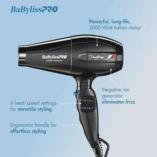 BaBylissPRO Hair Dryer, Nano Titanium Portofino 2000-Watt Blow Dryer, Hair Styling & Appliances - 3