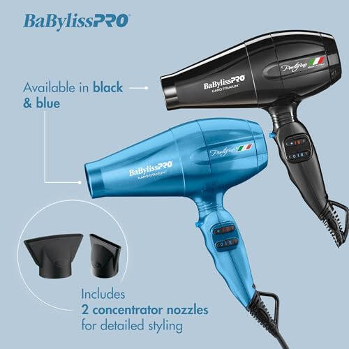 BaBylissPRO Hair Dryer, Nano Titanium Portofino 2000-Watt Blow Dryer, Hair Styling & Appliances - 6