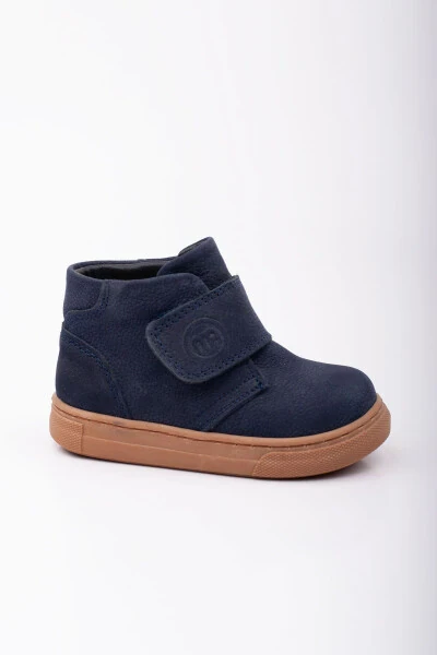 Baby's First Step Orthopedic Single Velcro Genuine Leather Navy Suede Boots & Booties - SÜPERLAND (1)