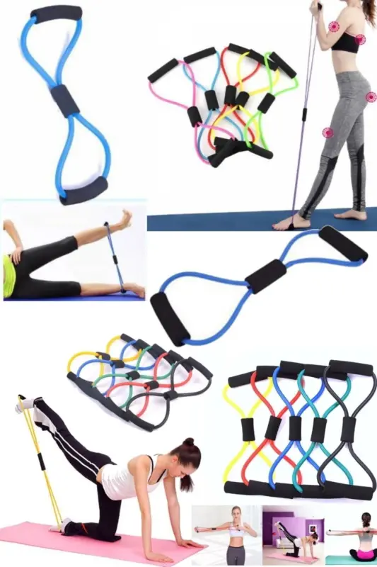 Bacak Kol Omuz Sırt Full Body Evde Ofiste Kullanılabilir Fitness Direnç Lastiği Pilates Egzersiz Pro - Mavi - 1