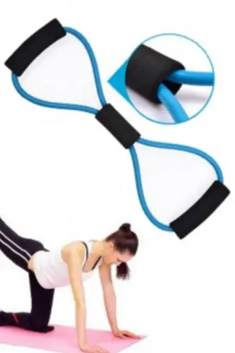Bacak Kol Omuz Sırt Full Body Evde Ofiste Kullanılabilir Fitness Direnç Lastiği Pilates Egzersiz Pro - Mavi - 4