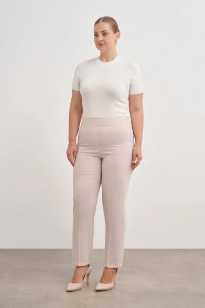 Back Pocket Trousers with Elastic Waistband - 1