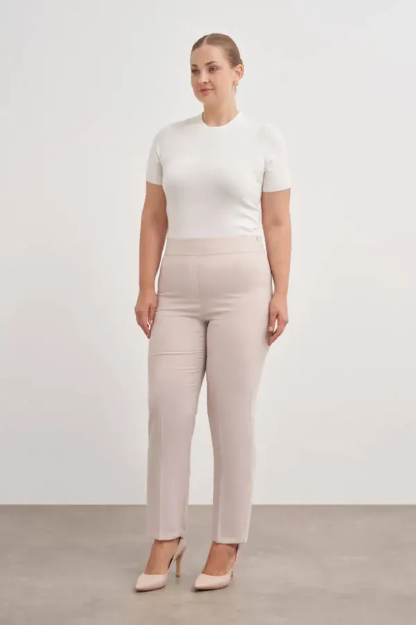 Back Pocket Trousers with Elastic Waistband - 1