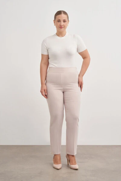 Back Pocket Trousers with Elastic Waistband - 2