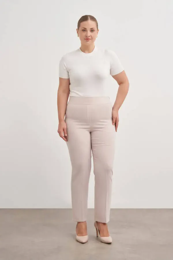 Back Pocket Trousers with Elastic Waistband - 2