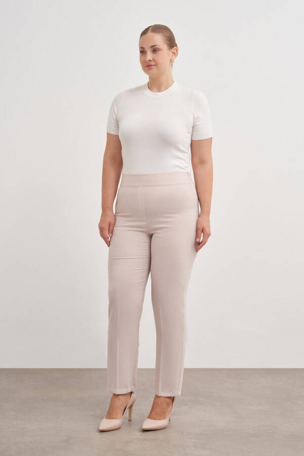 Back Pocket Trousers with Elastic Waistband - 1