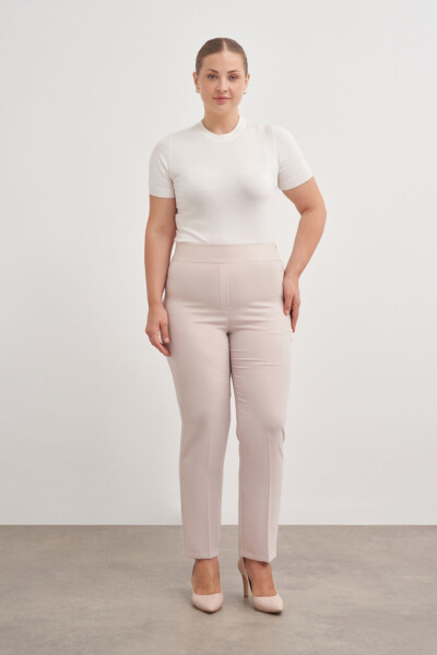 Back Pocket Trousers with Elastic Waistband - 2